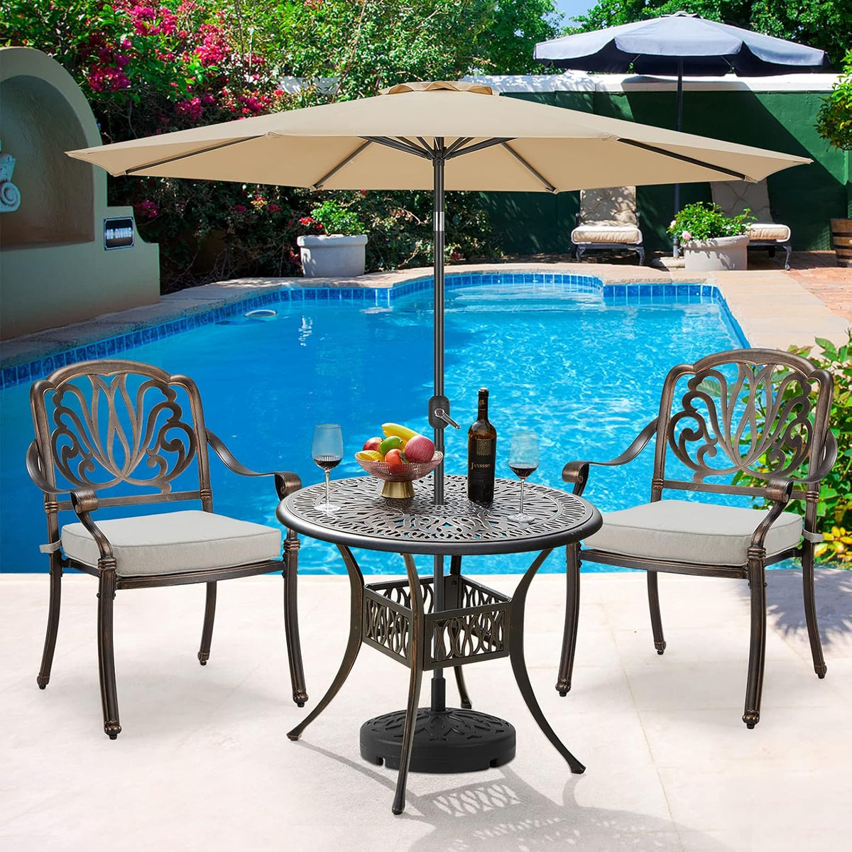 35.4 Cast Aluminum Patio Bistro Table A1986