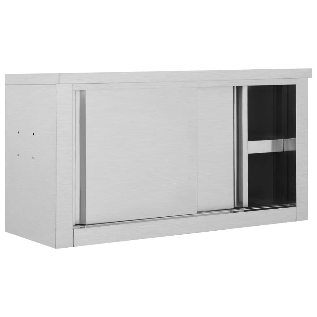 Kitchen Wall Cabinet with Sliding Doors Stainless Steel O664500