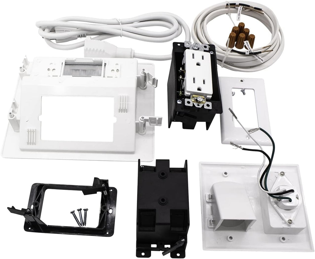 125V Wall Mount TV Power Outlet with Brush Wall Plate H667