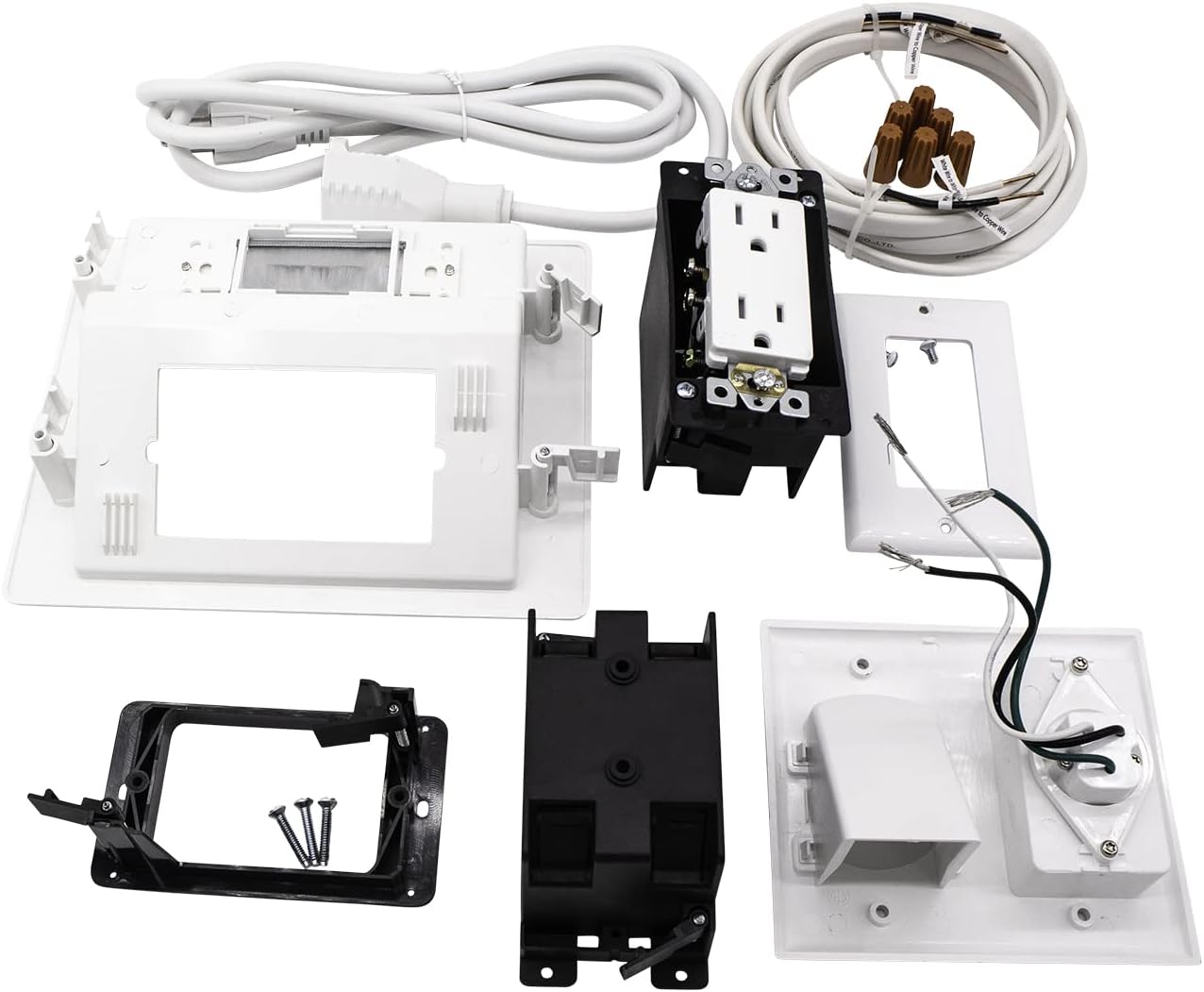 125V Wall Mount TV Power Outlet with Brush Wall Plate H667