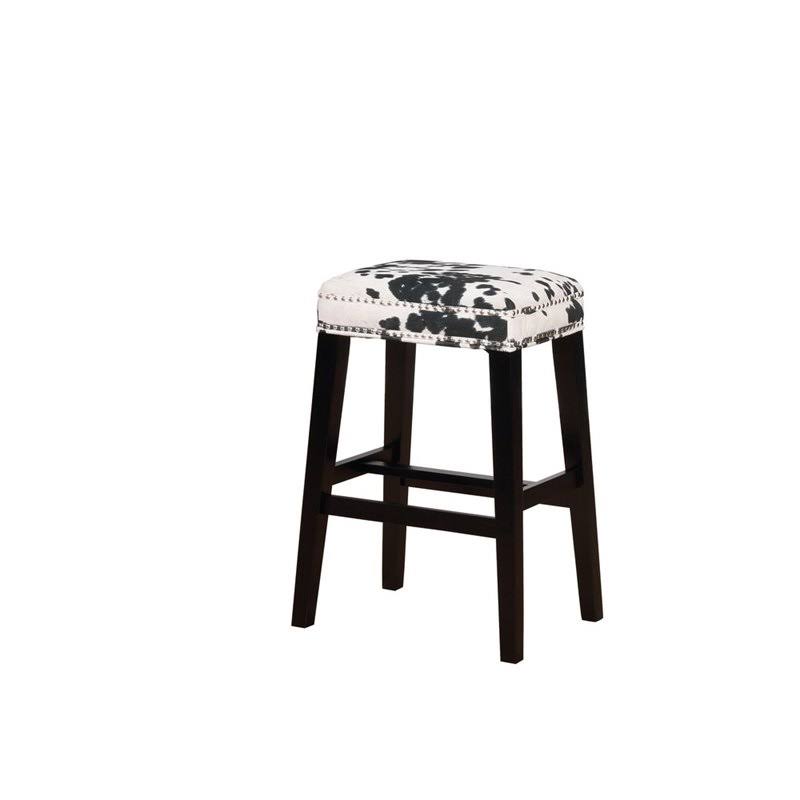 Black Wood Cow Print Bar Stool V76931