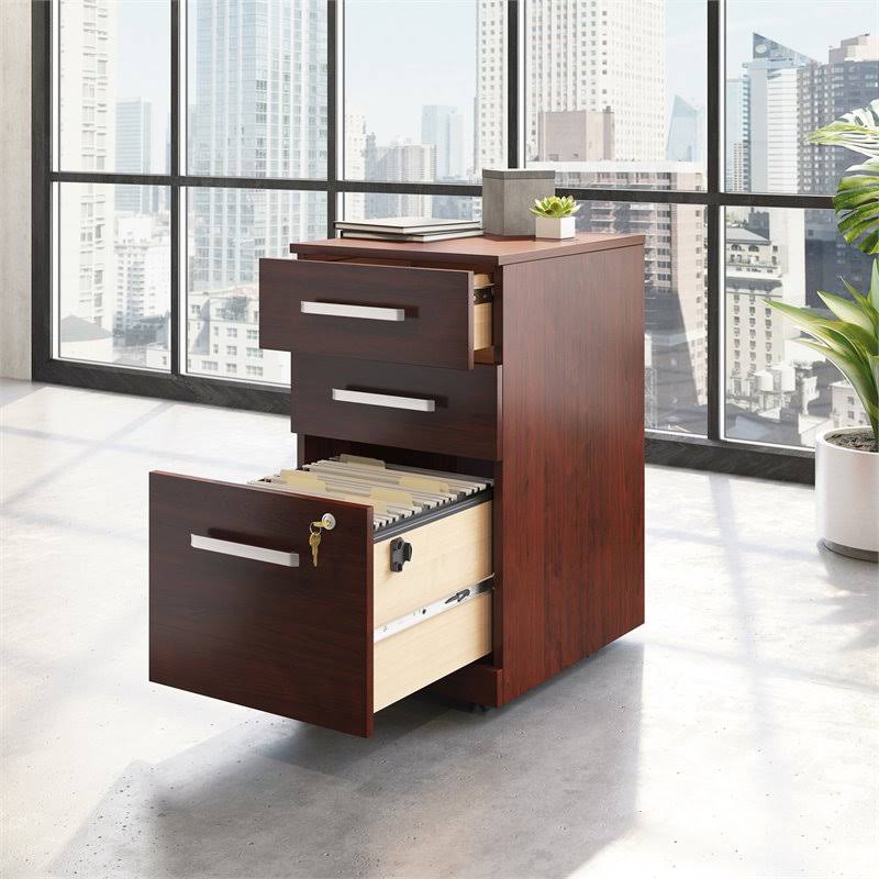 Engineered Wood 3-Drawers Mobile File Cabinet Cherry J884