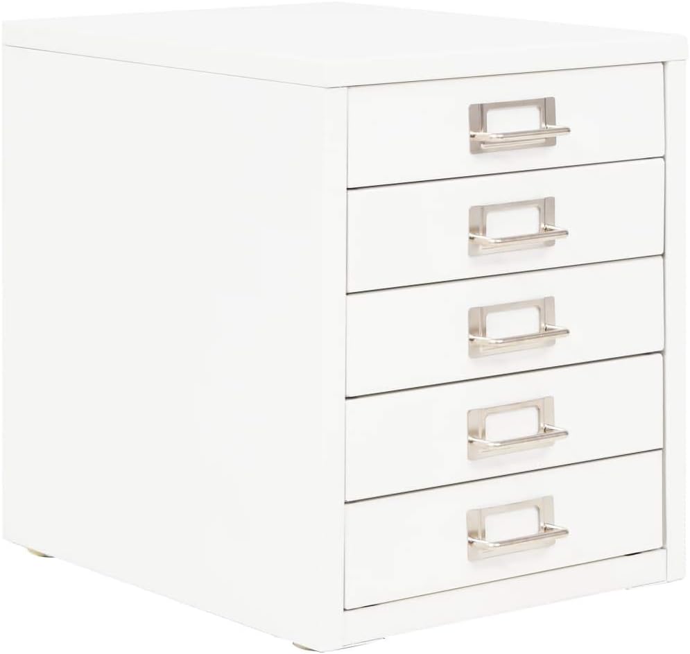 White 5 Drawer Metal Filing Cabinet D330621