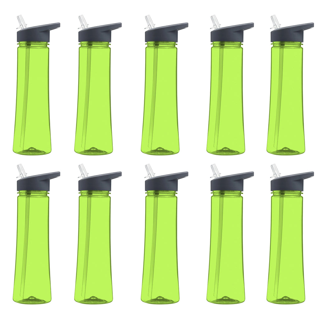 22 oz Plastic Bottles with Drink Spout, Set of 10, Lime Green B83524