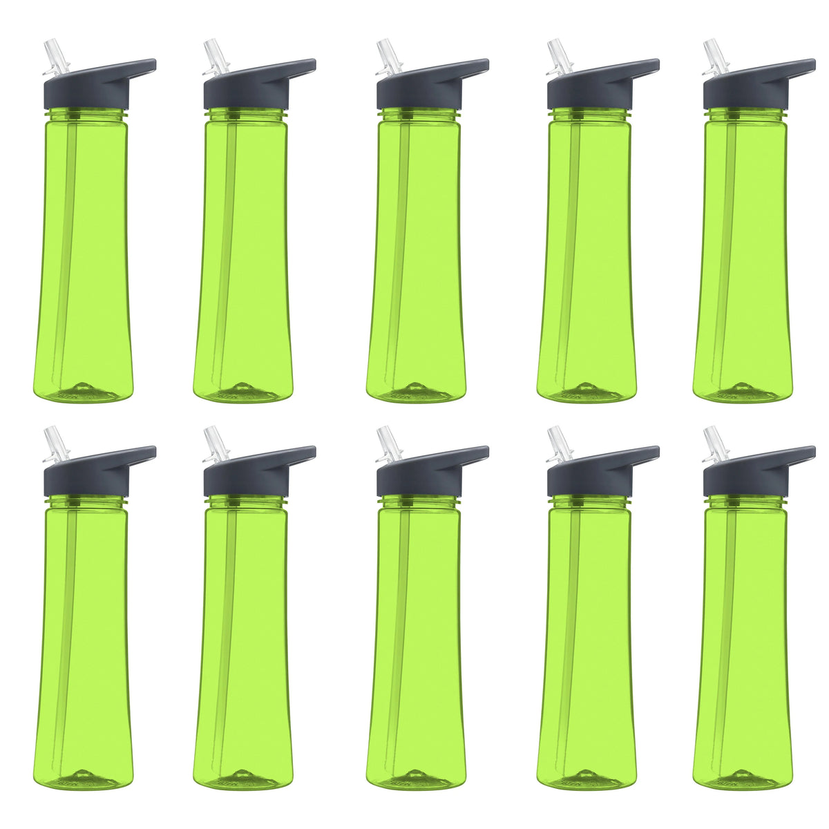 22 oz Plastic Bottles with Drink Spout, Set of 10, Lime Green B83524