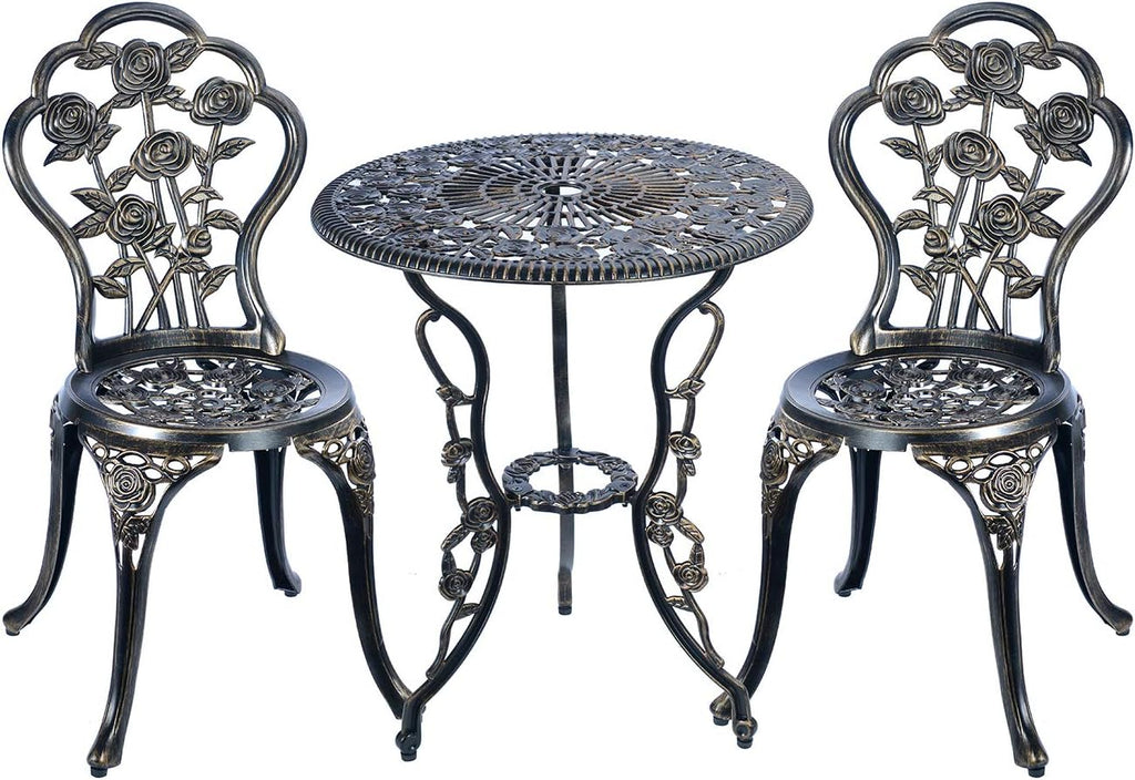 Antique Copper 3 Piece Cast Aluminum Bistro Table Set H231491