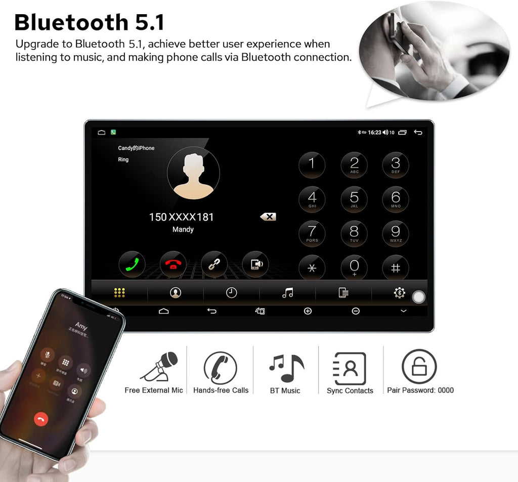 11.6 Inch Double Din Car Stereo with 1920x1080 Screen A297
