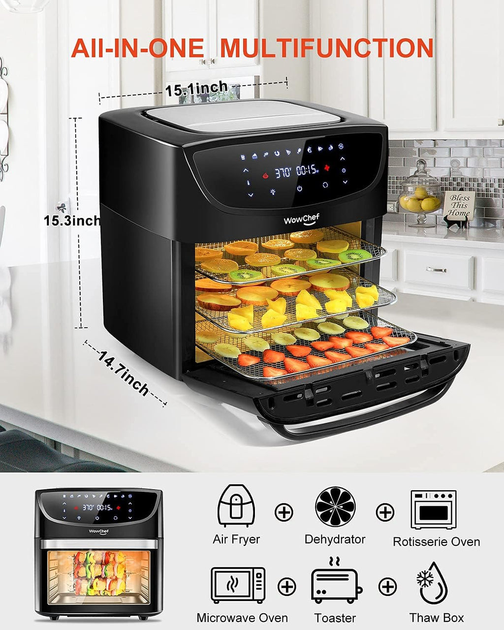 20 Quart 10-in-1 Digital Air Fryer Oven with Racks O7175