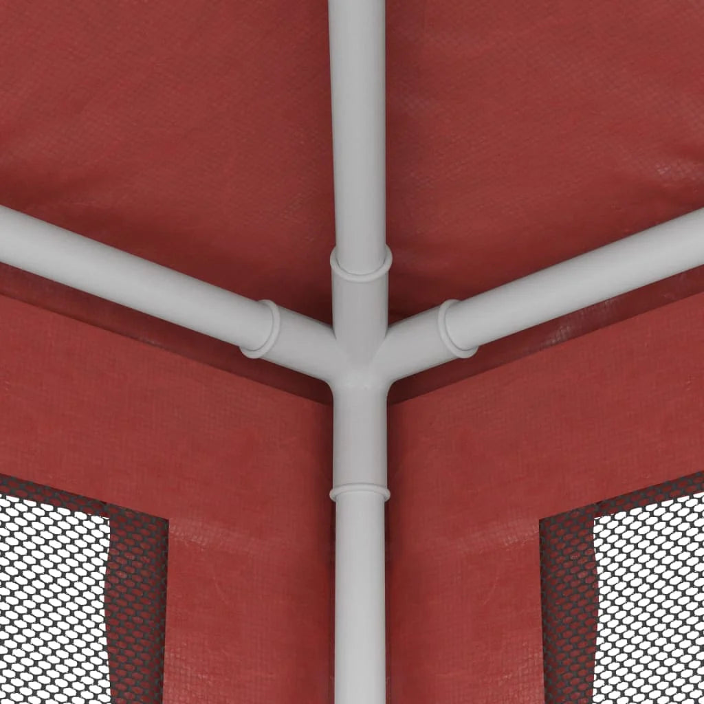 Party Tent with 4 Mesh Sidewalls Red 9.8'x13.1' HDPE J344