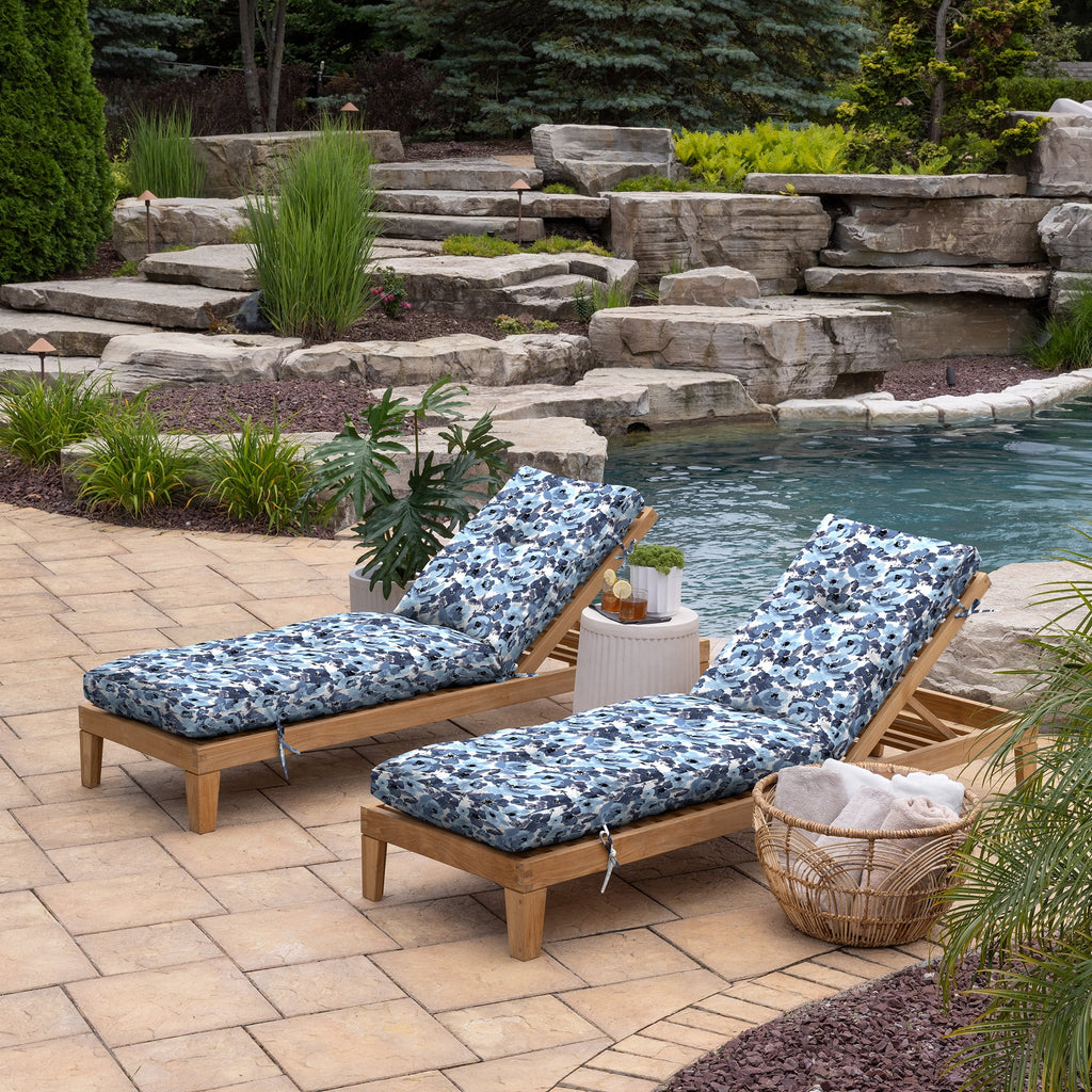 Blue Garden Floral Tufted Chaise Cushion M4006