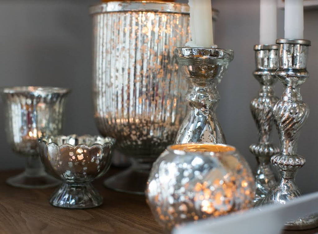 6 Pack Vintage Mercury Glass Candle Holders X36704