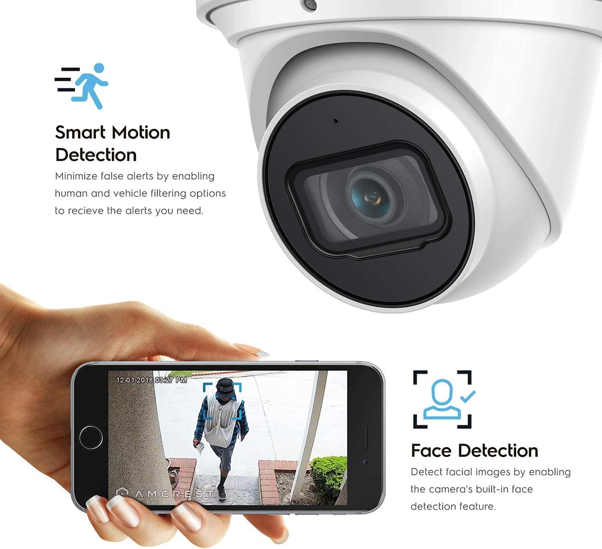 4K POE Outdoor Security Turret IP Camera, White M8889
