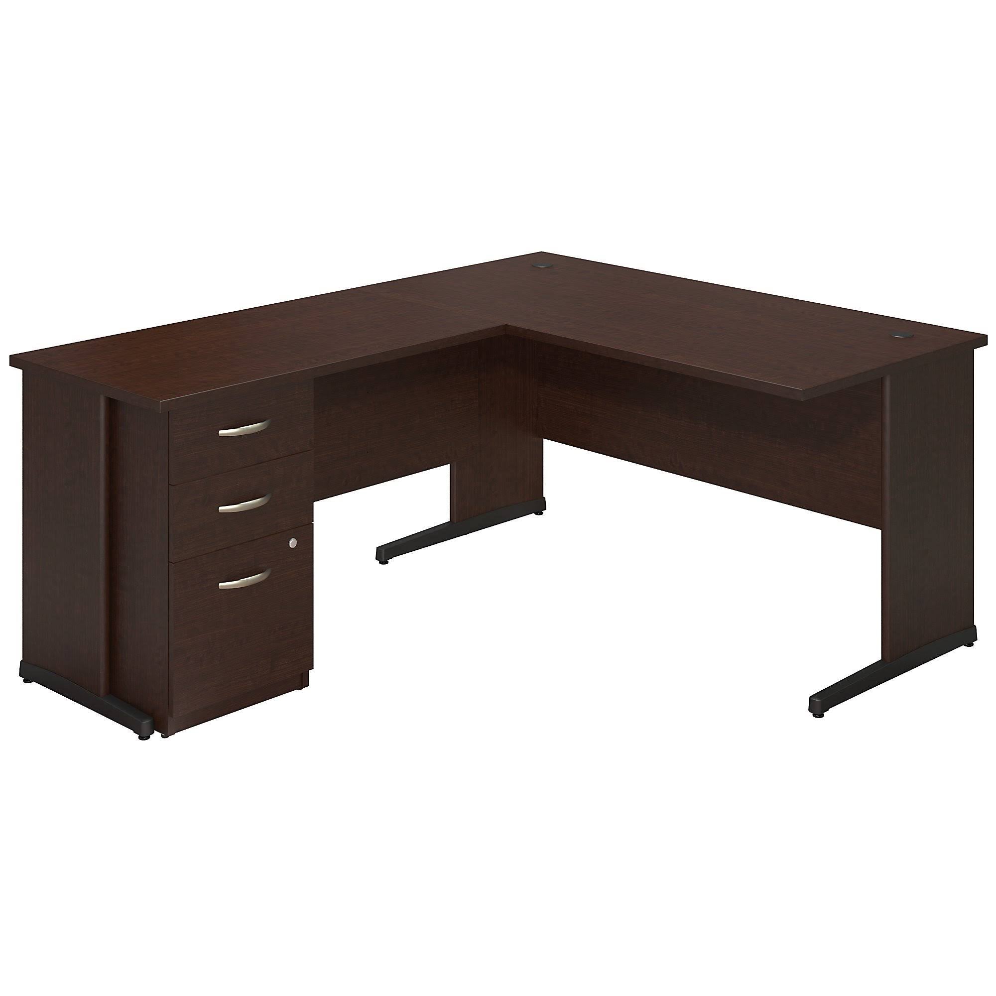 Mocha Cherry L Shaped Desk with Storage O956935