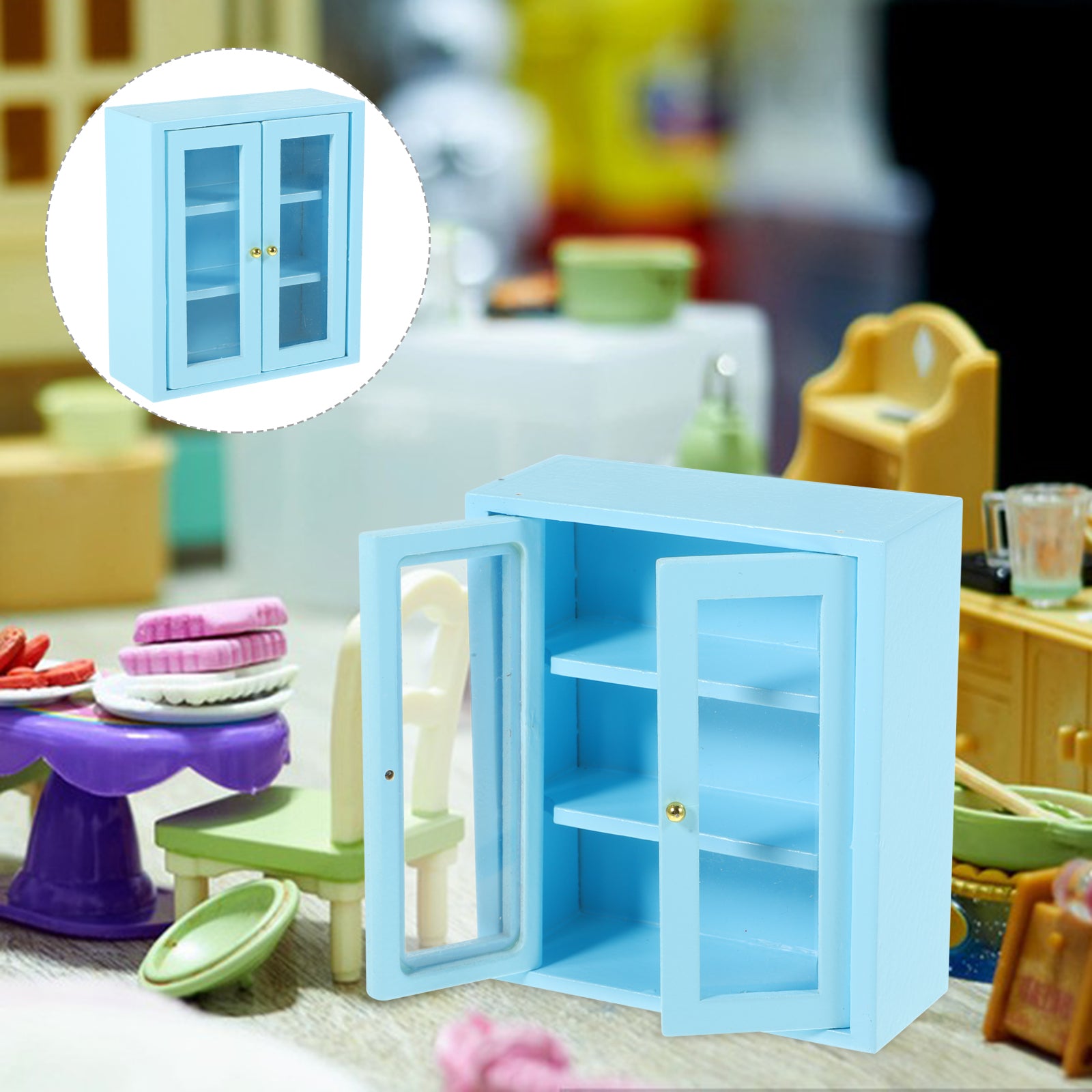 Wooden Miniature Cabinet Model Tiny House Ornament Y383