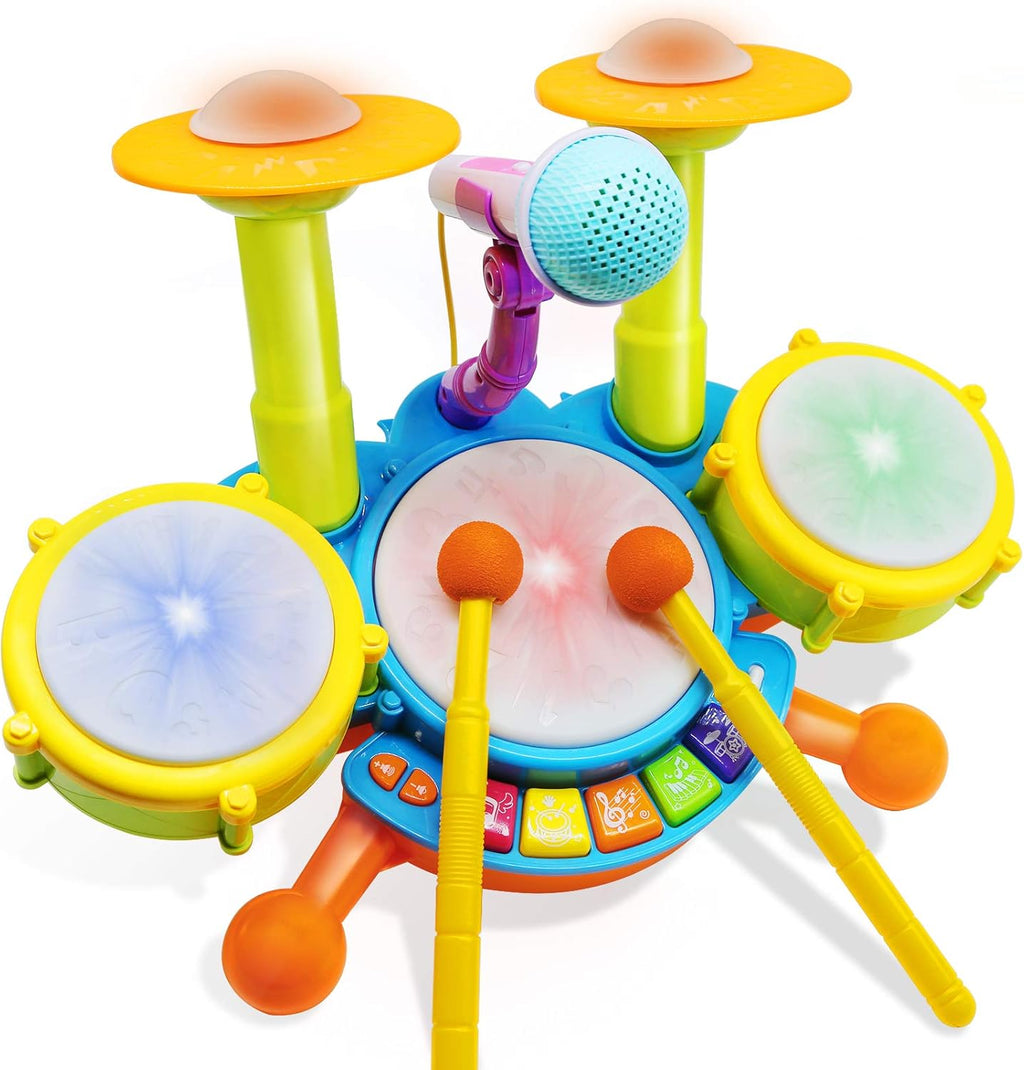 Drum Set for Kids with 2 Drum Sticks and Microphone, Musical Toys Pack of 2 R271923