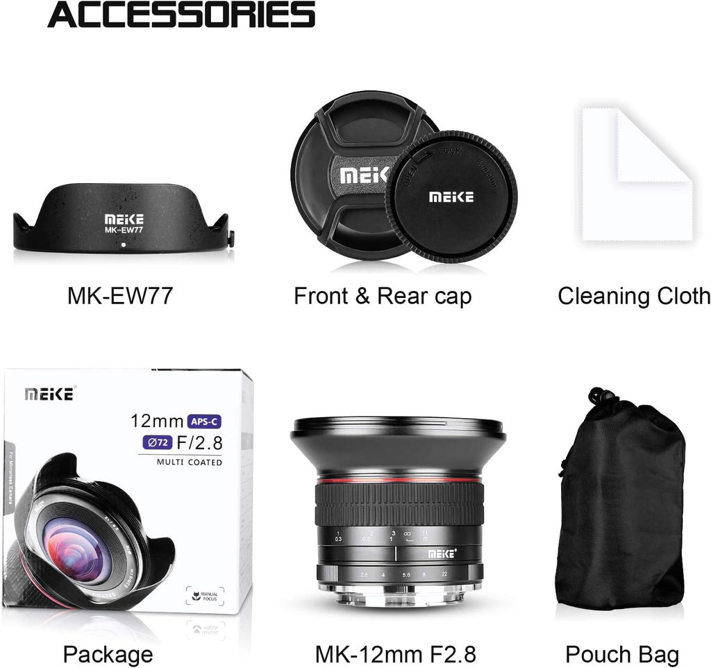 12mm f/2.8 Ultra Wide Angle Manual Fixed Lens for MFT Micro Four Thirds Mirrorless Camera N78211