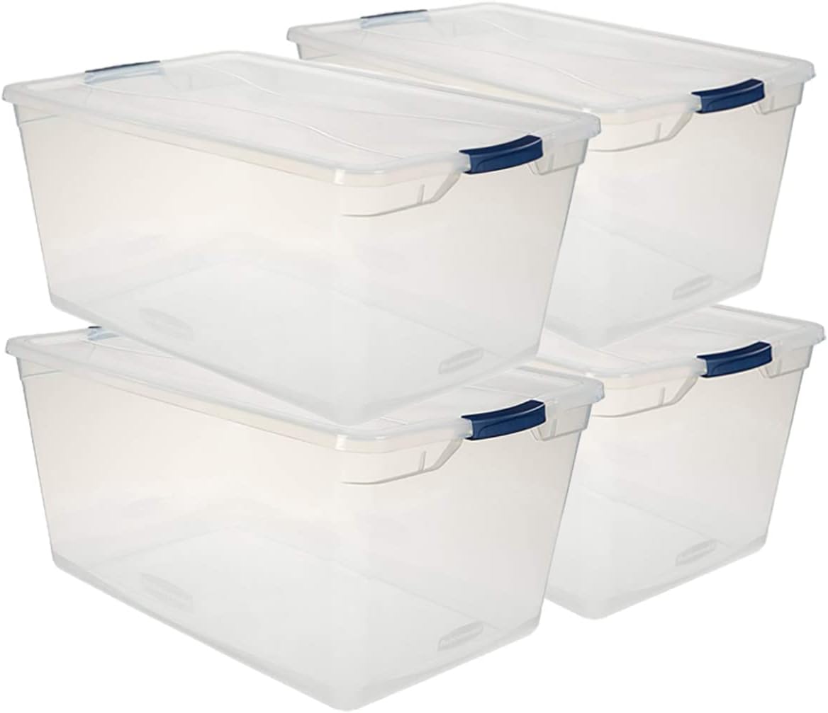 Clear 16 QT Pack of 6 Stackable Plastic Storage Containers with Latching Clear Lids G282395