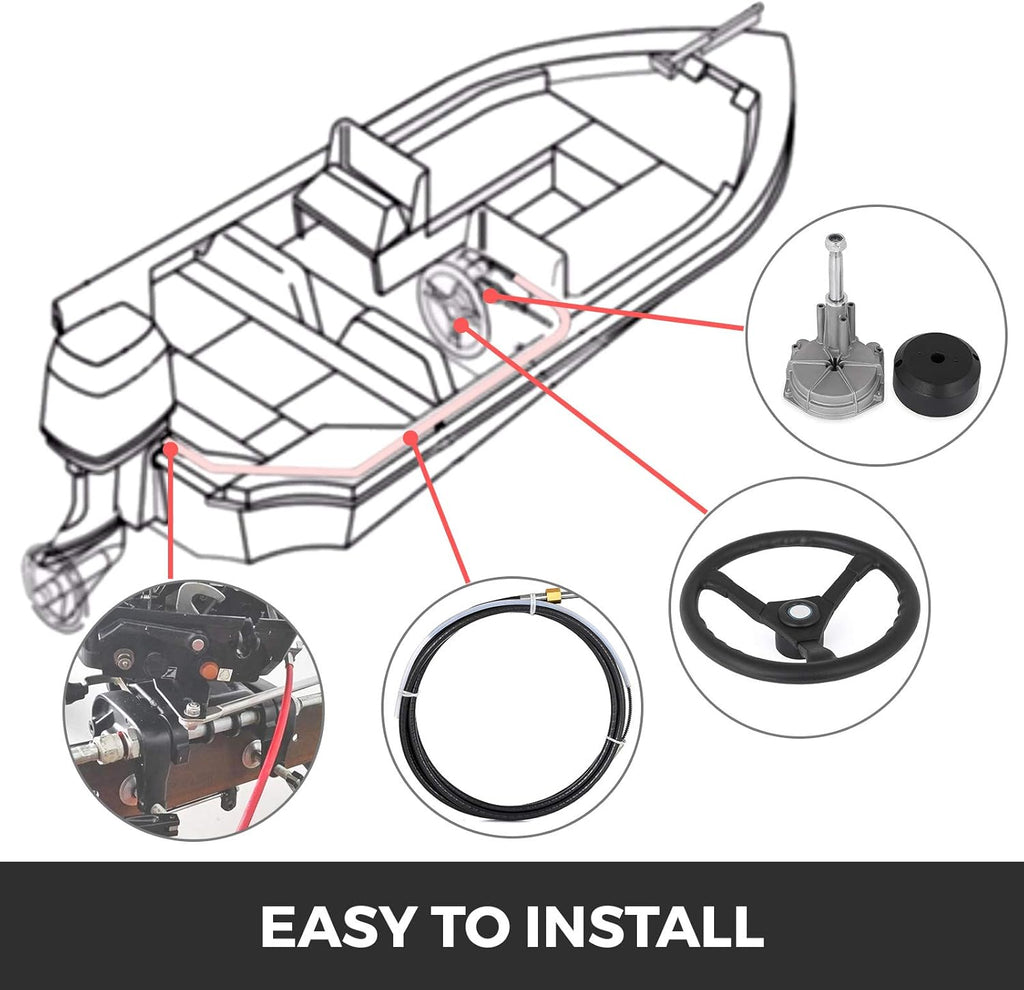 Outboard Steering System 10 Feet Marine Steering System 3/4'' Shaft with 13.5 Inch Wheel U6733