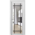 Solid French Door 30 x 80 inches White Silk Clear Glass Single Regular Panel Frame Trims Handle L5775