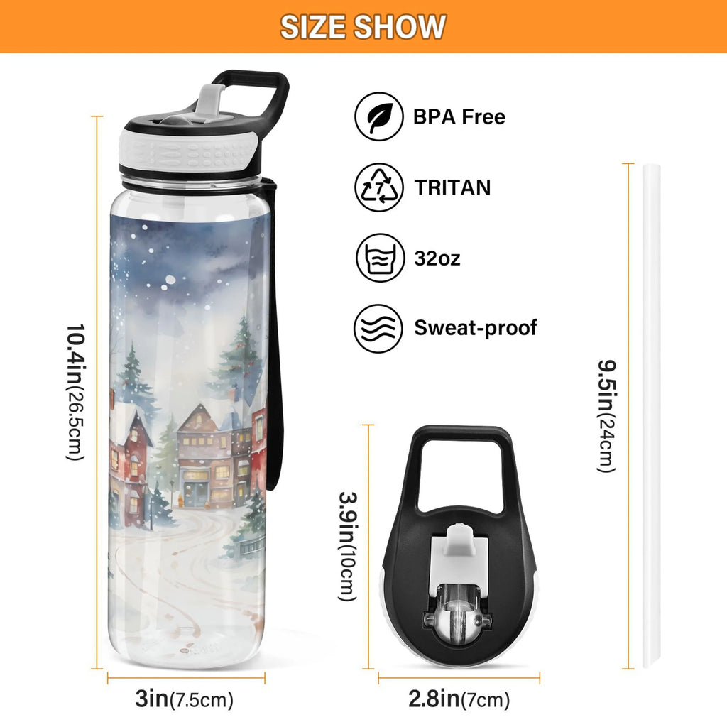 32oz Tritan Water Bottle with Straw Leakproof BPA Free Clear Z95910