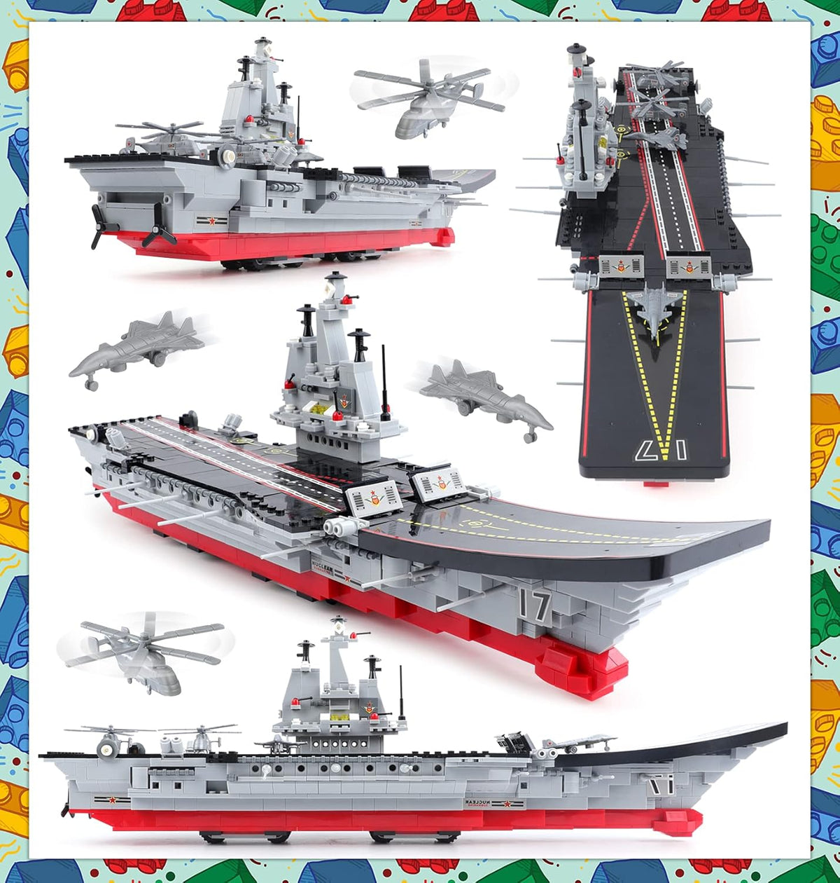 1131 Pieces Military Aircraft Carrier Building Blocks Set L2313