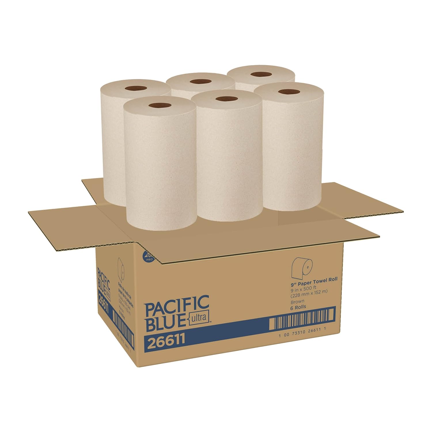 White 8” High-Capacity Recycled Paper Towel Rolls, 1,150 Linear Feet Per Roll, 3 Rolls Per Case Pack of 2 E396960