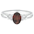 Oval Red Garnet Solitaire Ring 925 Sterling Silver E939
