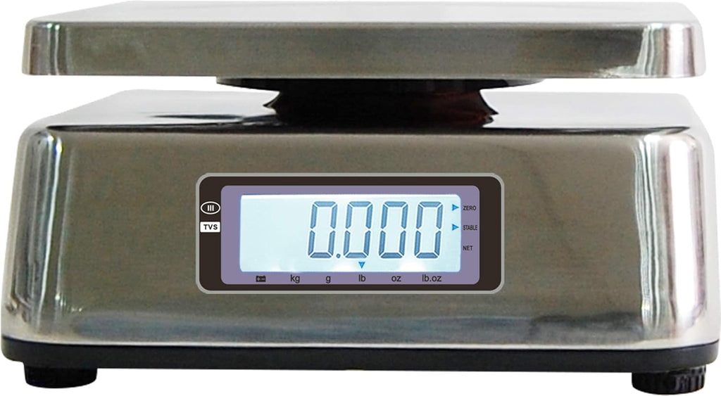 Stainless Steel Washdown Scale, 6lb Capacity, 0.001lb Readability, Dual Display A74993