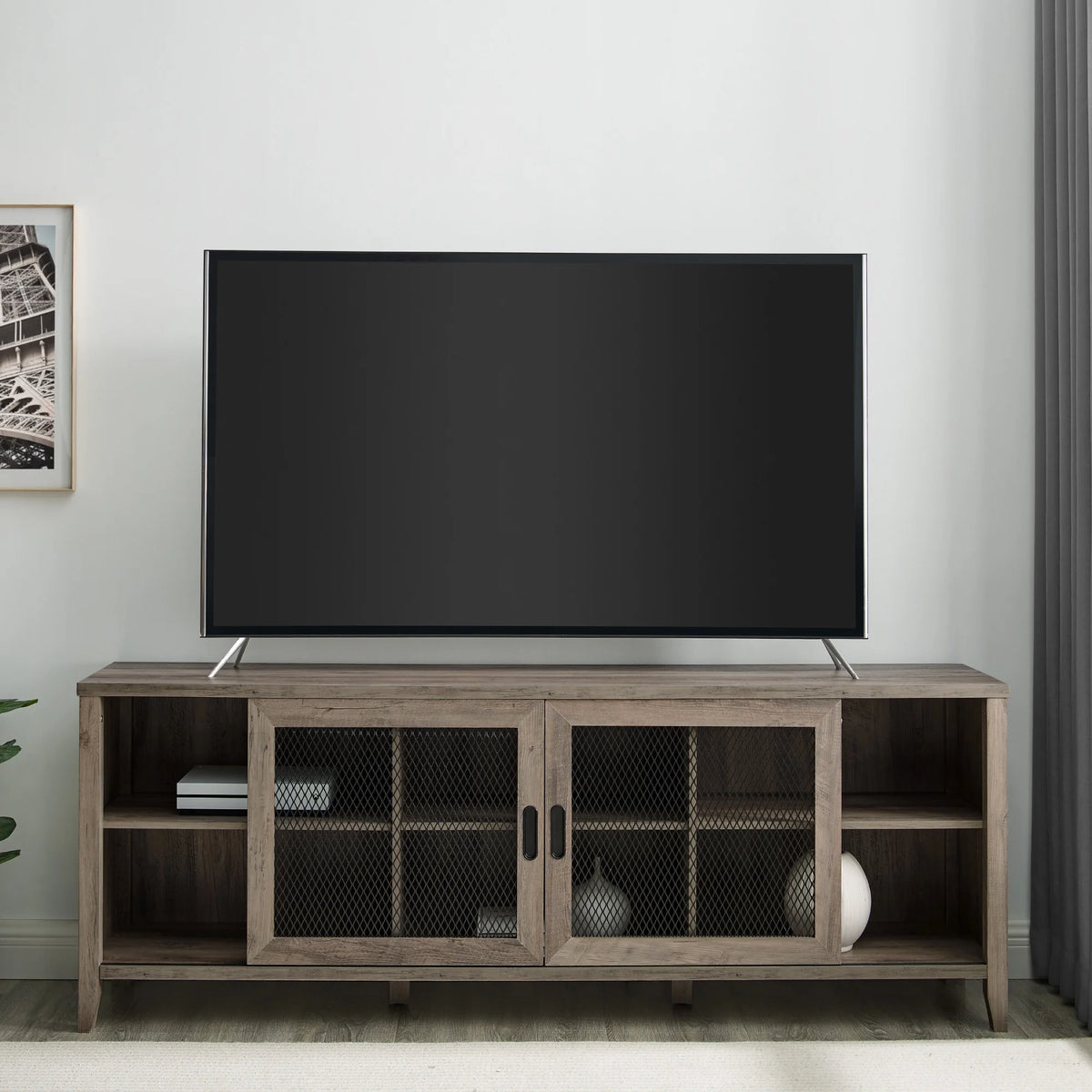 Grey Wash Sliding Door TV Stand H269794