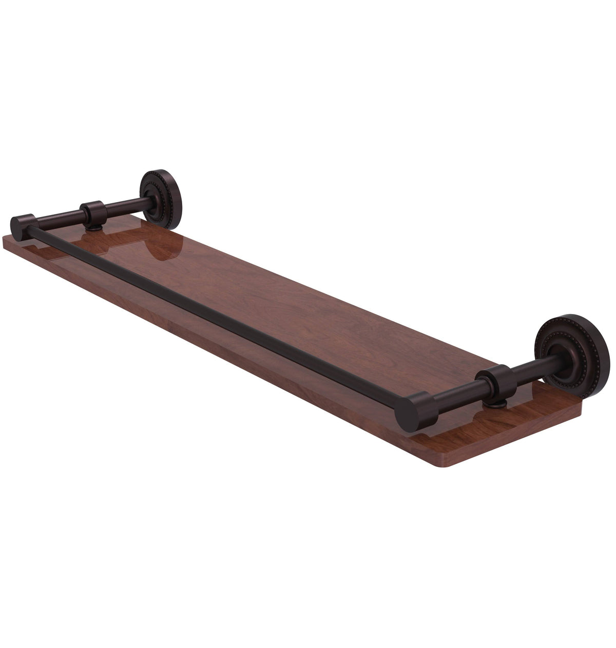 Antique Bronze Solid Ironwood Shelf with Gallery Rail R563