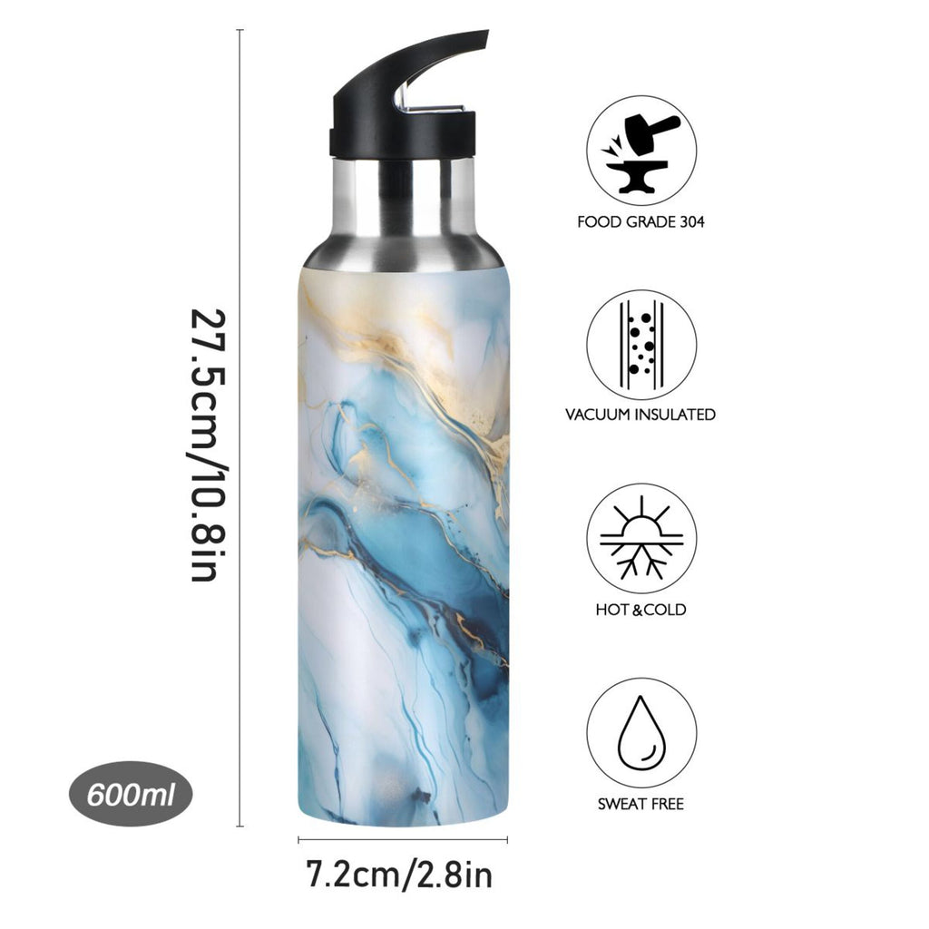 Blue Marble Stainless Steel Insulated Water Bottle with Straw Lid B70560