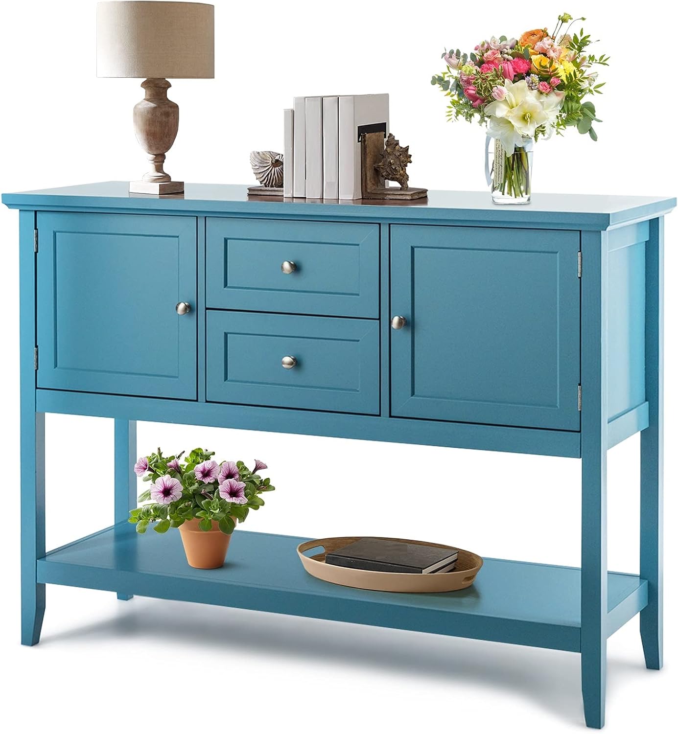 Grey Wooden Buffet Sideboard with 2 Drawers and 2 Cabinets P3165