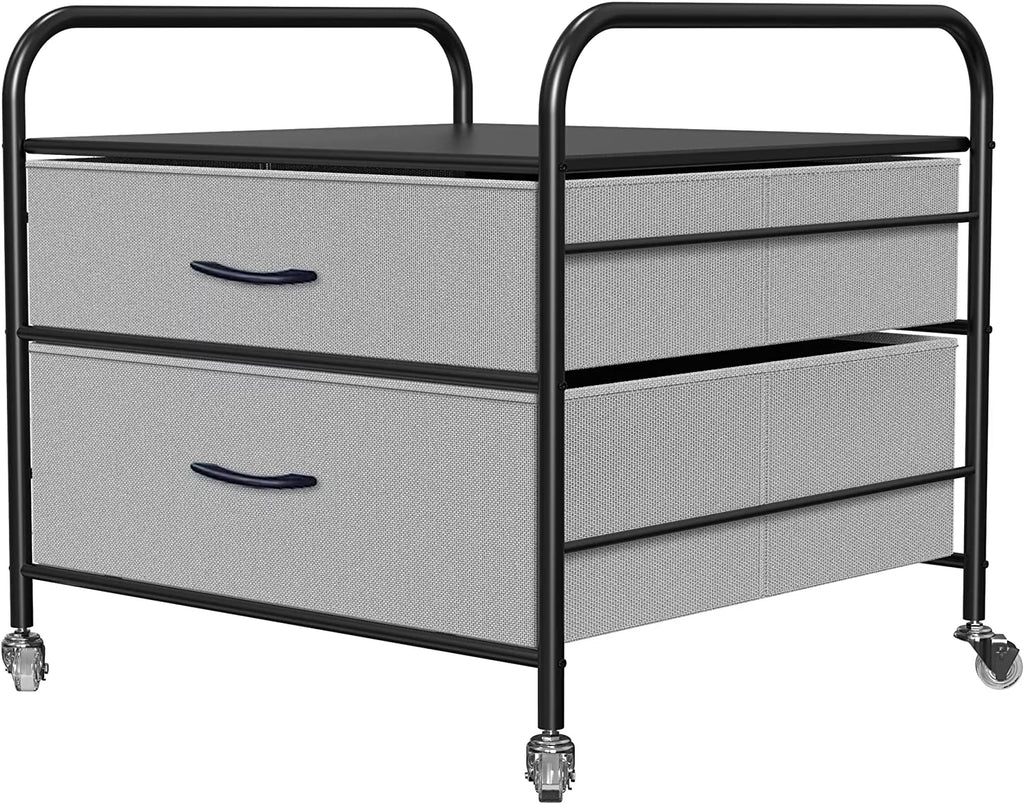 Mini Fridge Stand with 2 Drawer Metal Frame with 4 Swivel Wheels K977580