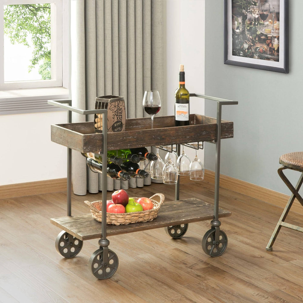 Black Wheeled Bar Cart B975