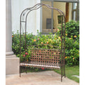 Bronze Iron Patio Arbor Bench Y4446