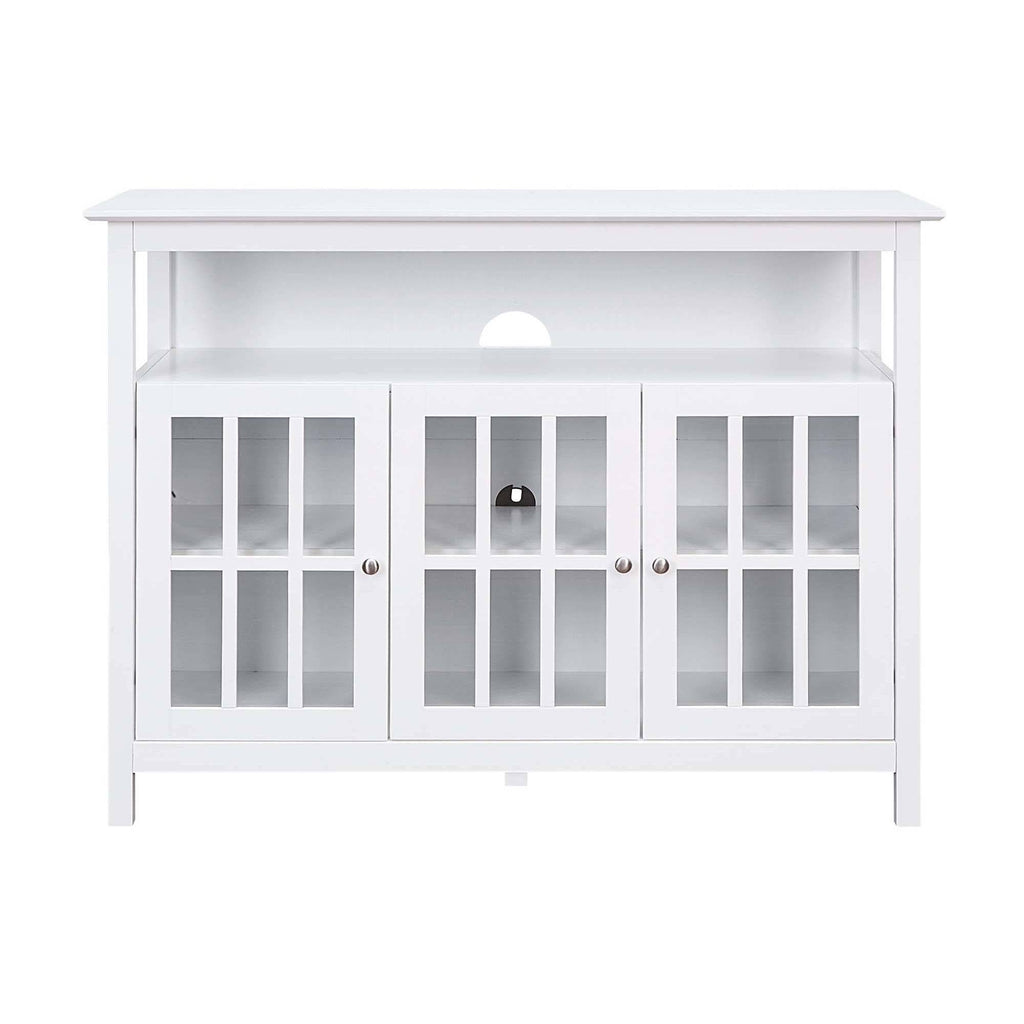 White Storage Cabinets and Shelf TV Stand E75891