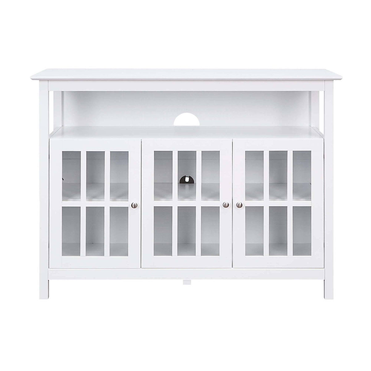 White Storage Cabinets and Shelf TV Stand E75891