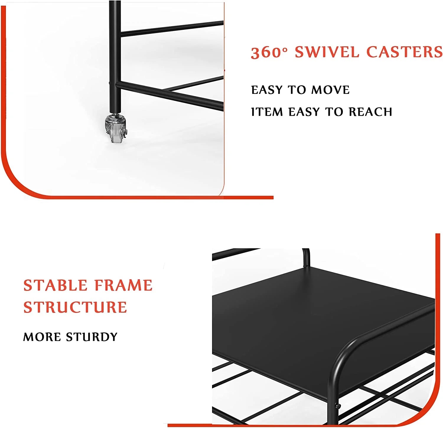 Mini Fridge Stand with 2 Drawer Metal Frame with 4 Swivel Wheels K977580