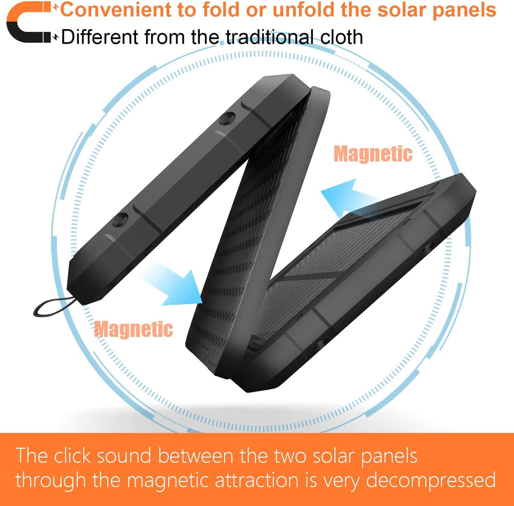 Solar Charger Power Bank 10000mAh with 3 Foldable Solar Panels Wireless Portable Charger Camping Light R74674