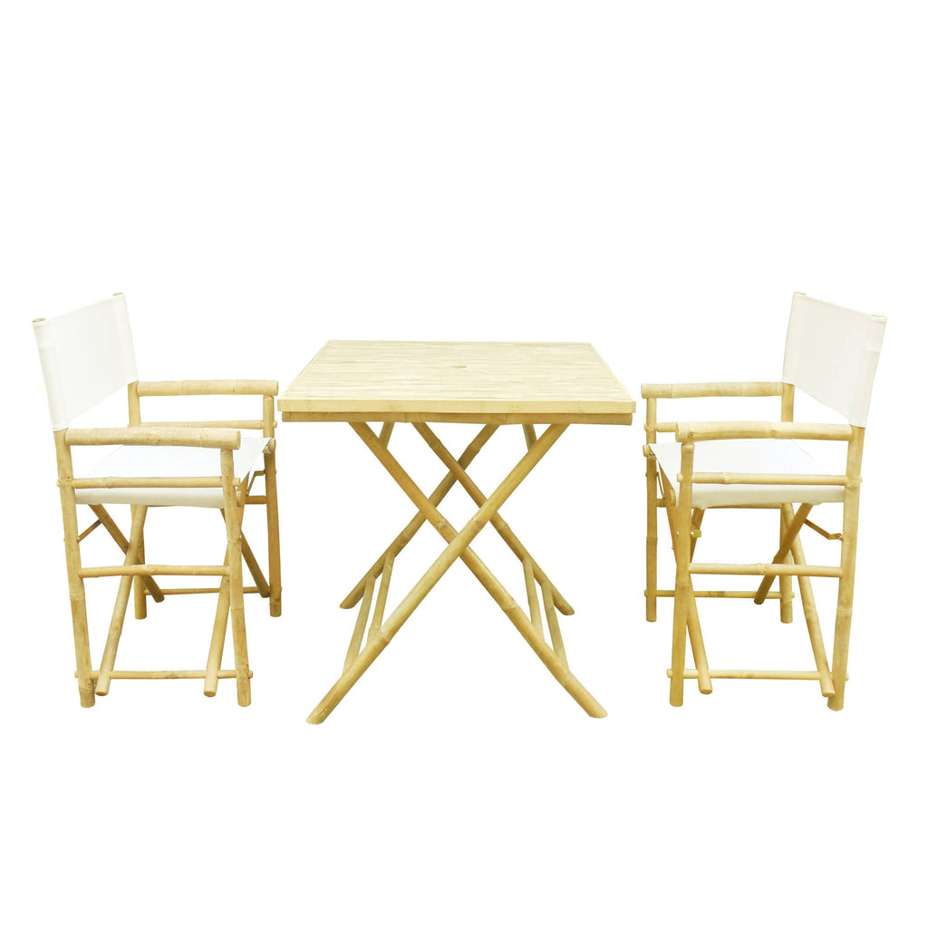 3 Piece Square Folding Bamboo Patio Dining Set N84426