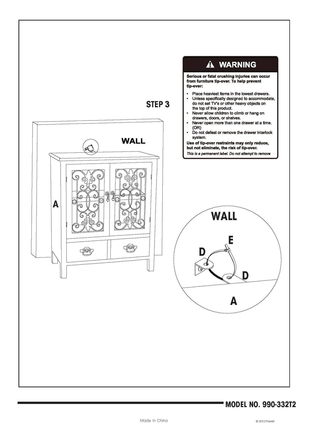 White 2 Door 2 Drawer Console M5746