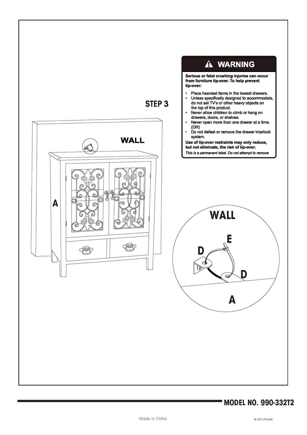 White 2 Door 2 Drawer Console M5746