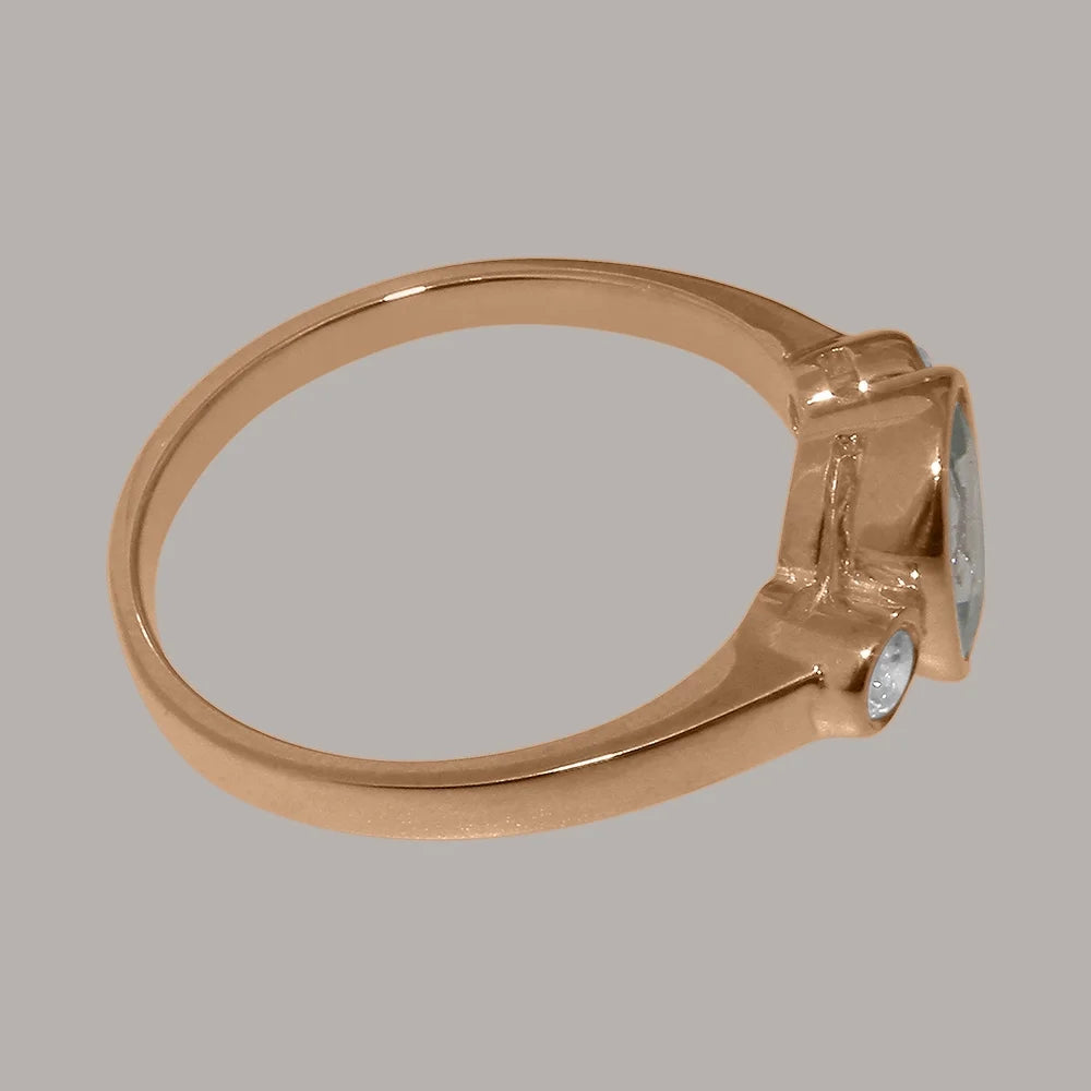 18k Rose Gold Natural Aquamarine & Diamond Ring Y2220