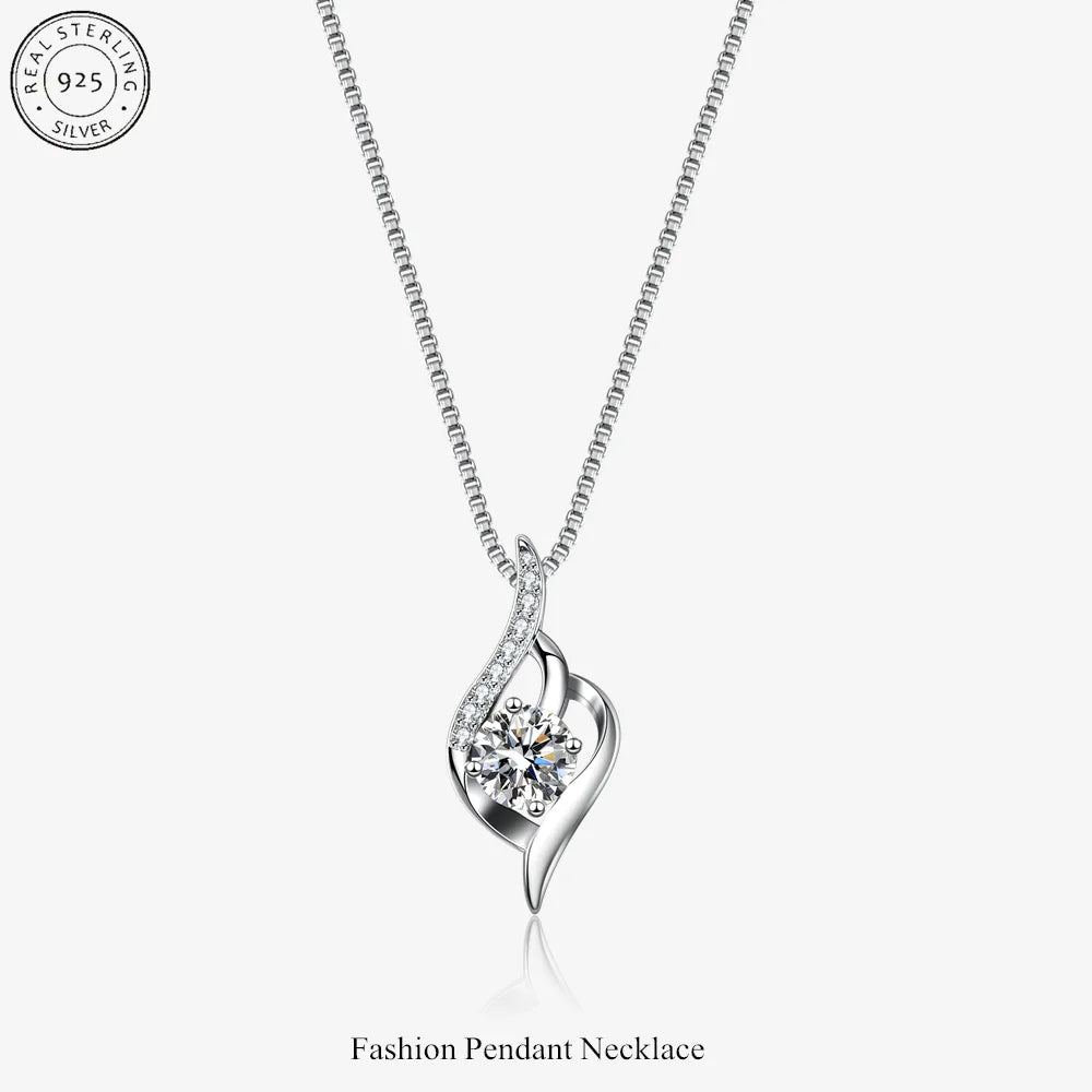 Moissanite Solitaire Necklace S925 Sterling Silver 1CT R448
