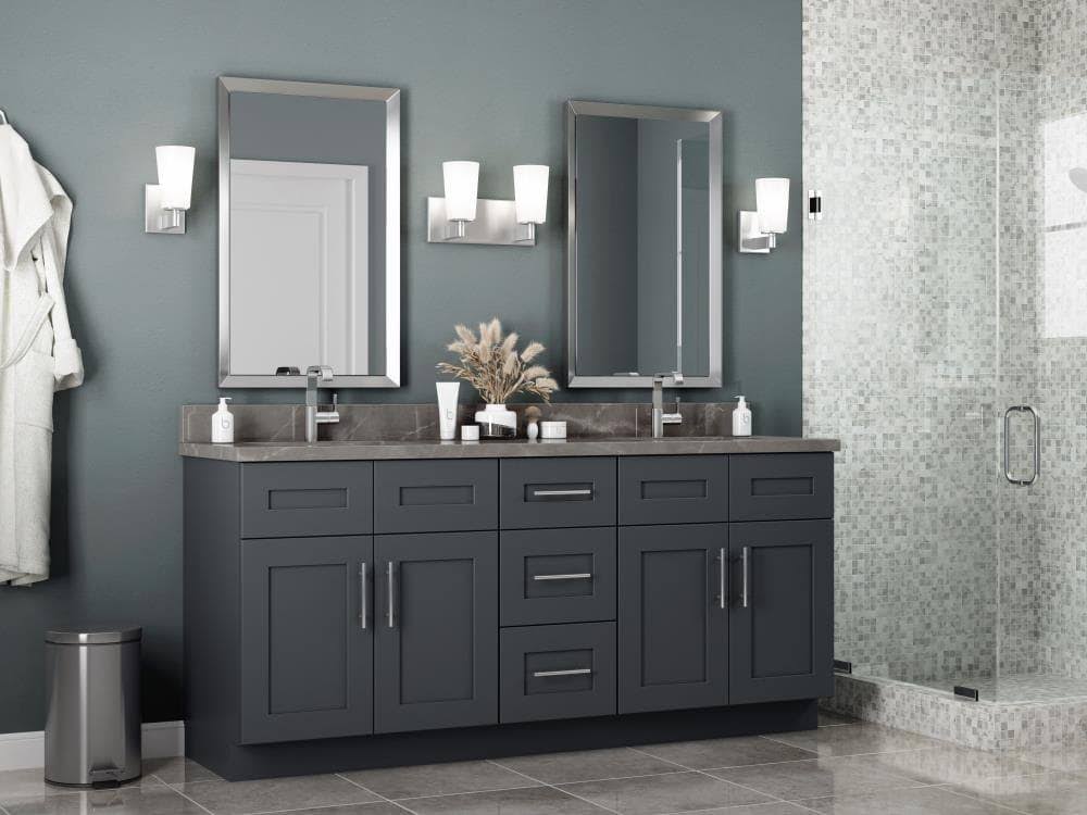 36-in W x 34.5-in H x 24-in D Deep Onyx Painted Pine Blind Corner Base Fully Assembled Semi-Custom Cabinet M5320