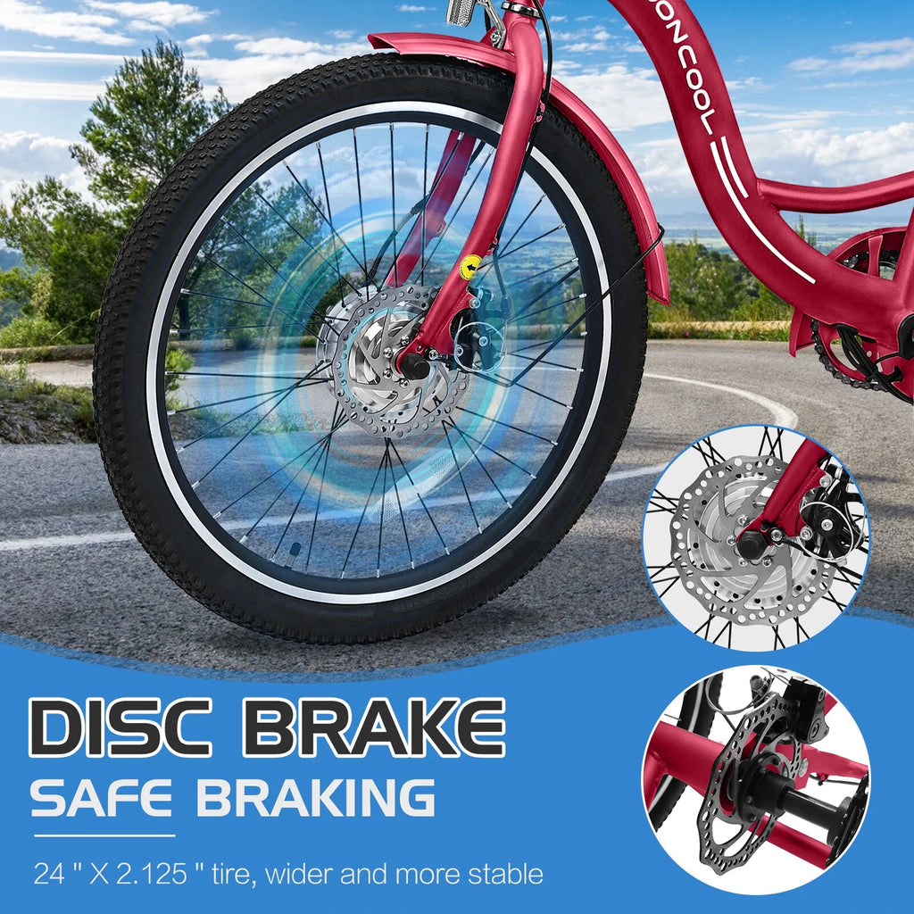 24Inch Electric Trike, 350W 36V 10AH Lithium Battery, 7 Speeds Three Wheel Bike F790