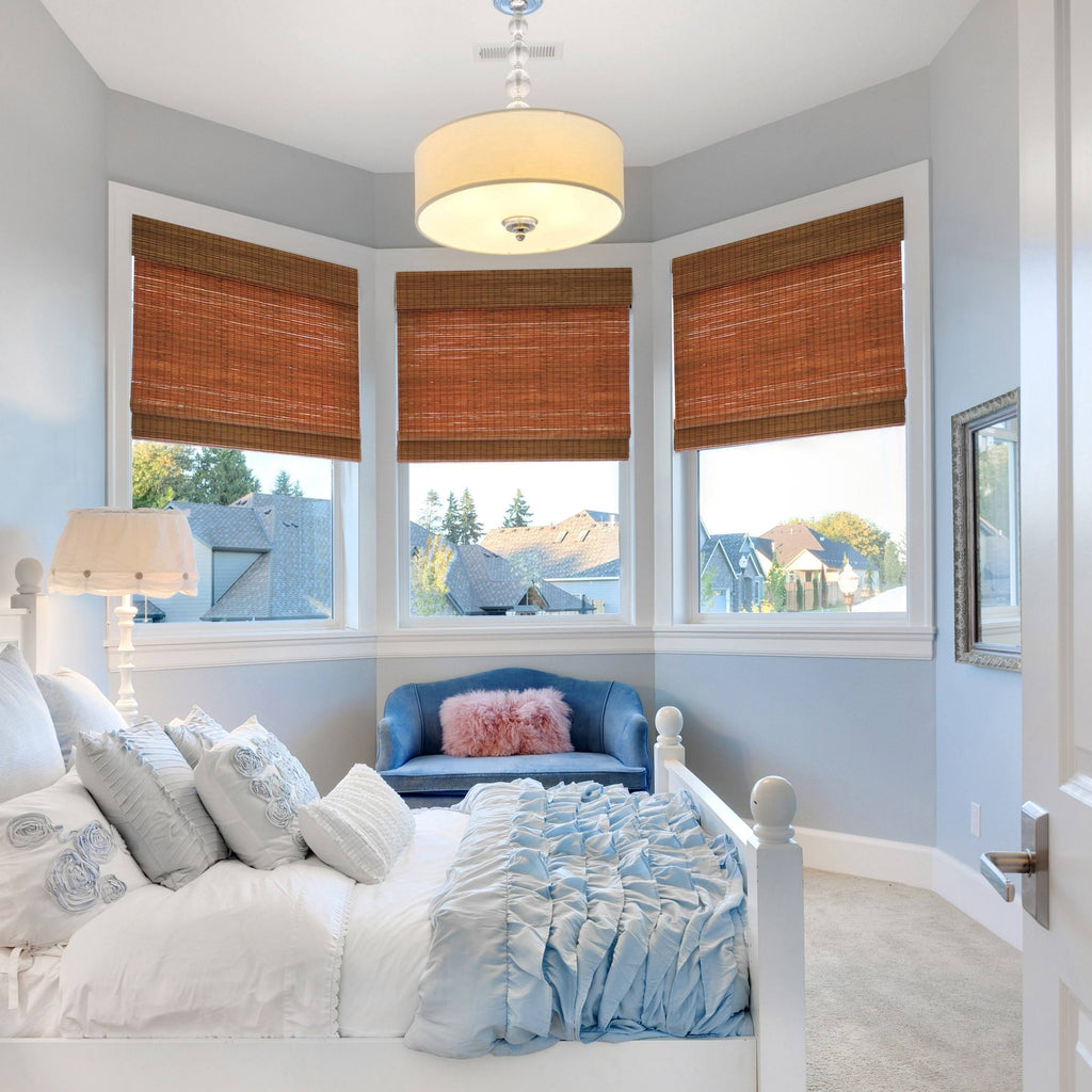 Cordless Maple Bamboo Roman Shade with Valance 35 in. W x 64 in. L D349911