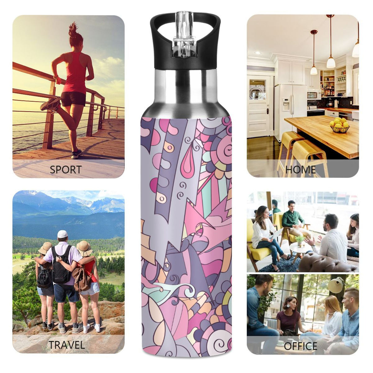Stainless Steel Insulated Water Bottle with Straw Lid T557427