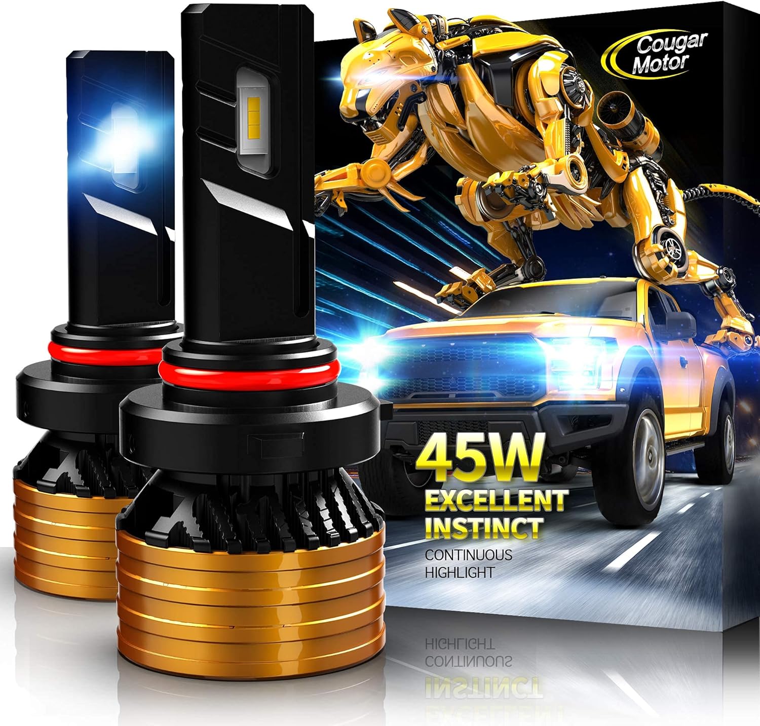 9005 LED Bulb HB3 6500K Cool White All-in-One Conversion Kit Halogen Replacement Pack of 2 F264