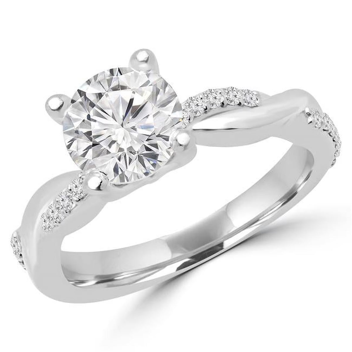 14K White Gold Diamond Solitaire Engagement Ring B911063